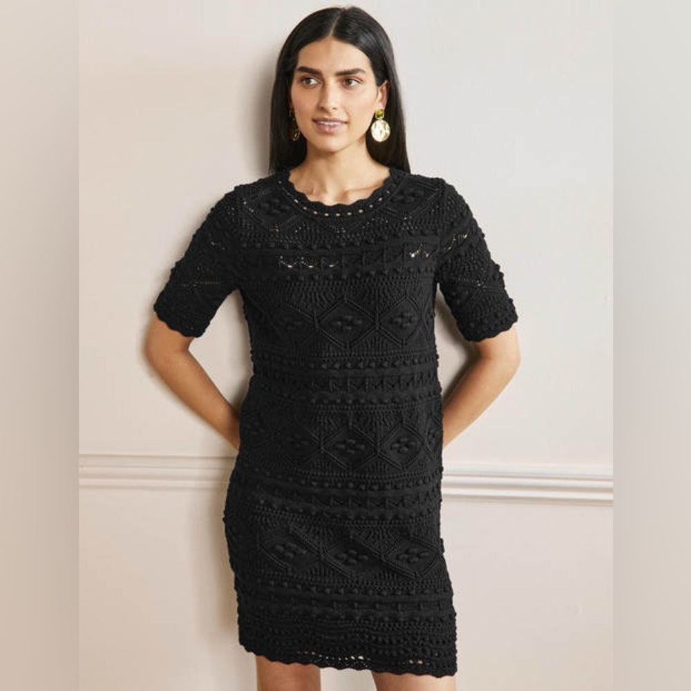 Boden Black Crochet‎ Claudia Dress Sz. 10L